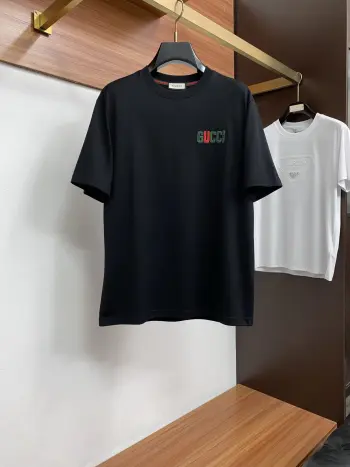 Spring and summer new silk-like round neck short sleeve Replica Gucci Tshirts and Polos