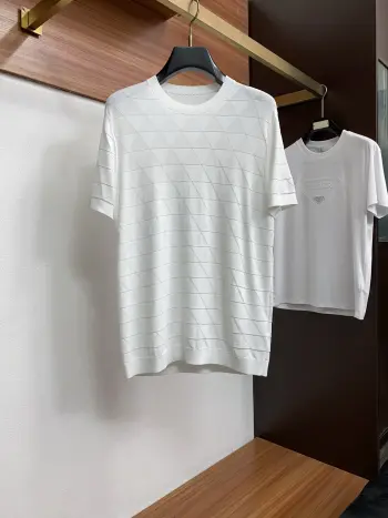Knitted short-sleeve T-shirt Replica Prada Tshirts and Polos