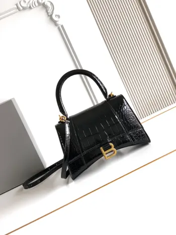 8896 Plain Black New Hourglass Bag Women s Crossbody Bag Replica Balenciaga womens bags