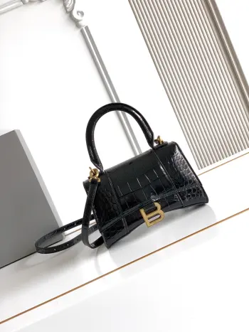 8896 Plain Black New Hourglass Bag Women s Crossbody Bag Replica Balenciaga womens bags