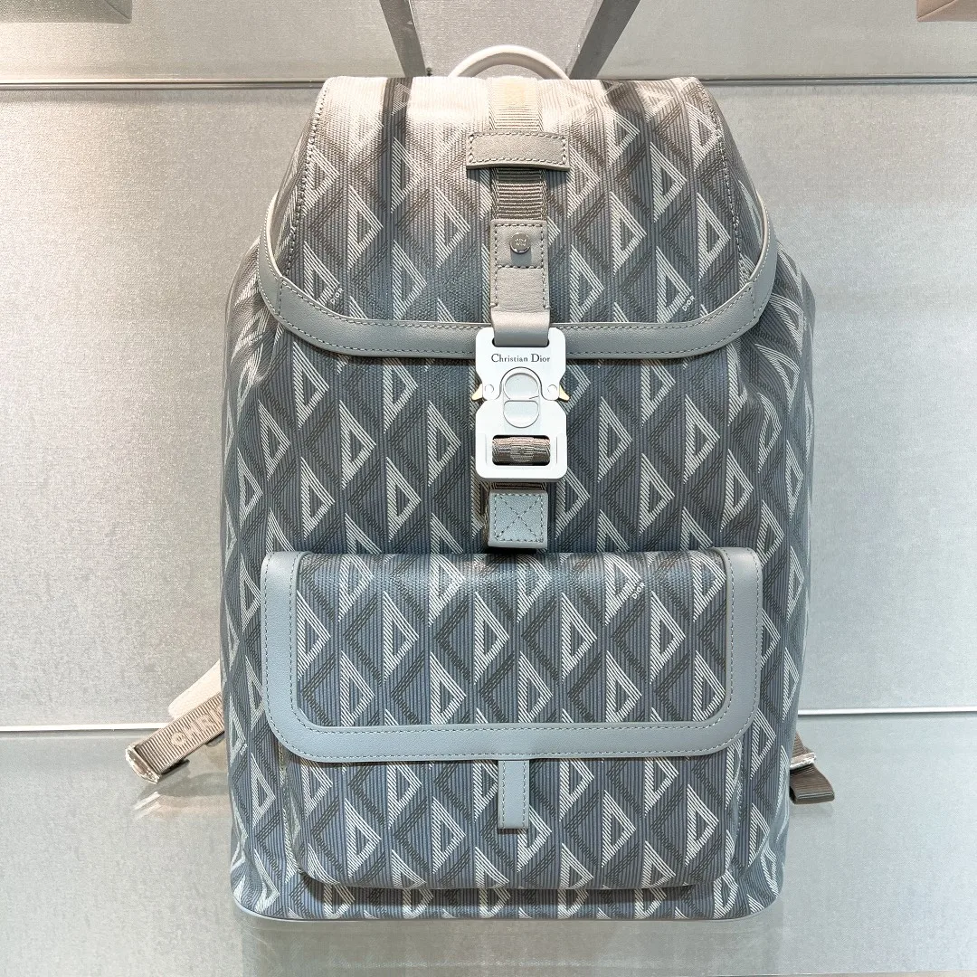 Dior Gray cowhide backpack men s double shoulder backpack Dior Gray cowhide backpack men s double shoulder backpack