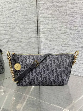 Latest dark gray denim lunch box bag women s crossbody bag Replica Dior womens bags
