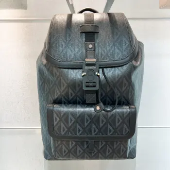 Black leather backpack men s double shoulder backpack Replica Dior backpacks