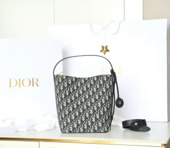 Jacquard Fabric Chain Bucket Bag Women s Shoulder Bag Replica Dior womens bags