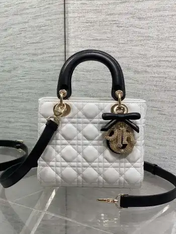 Three-Grid Black and White Bow Diamond Buckle Lady s Crossbody Bag Replica Dior womens bags