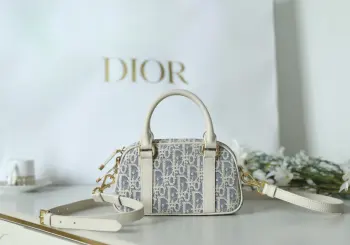 Blue plaid bowling bag women s crossbody bag Replica Dior womens bags