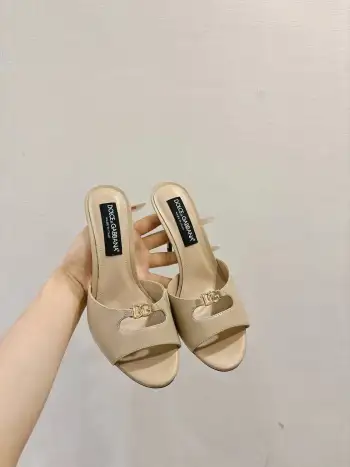 New Original Top Layer Cowhide Fabric Slippers Women s Sandals Replica Dolce Gabbana Womens Sandals and Slides