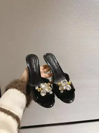 New Original Top Layer Cowhide Fabric Slippers Women s Sandals Replica Dolce Gabbana Womens Sandals and Slides