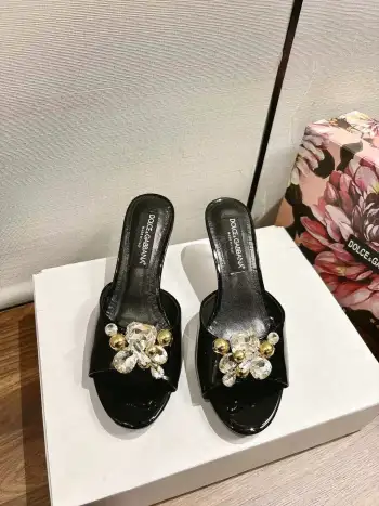 New Original Top Layer Cowhide Fabric Slippers Women s Sandals Replica Dolce Gabbana Womens Sandals and Slides