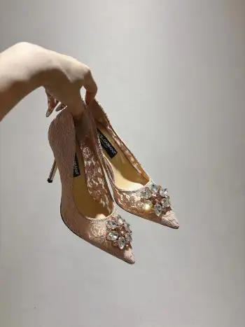 Lace Mesh Sheepskin High Heels Women s Leather Shoes Replica Dolce Gabbana Womens Pumps and Heels