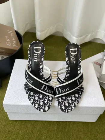 New Style Vintage High Heeled Slippers Women s Slippers Replica Dior Womens Sandals and Slides