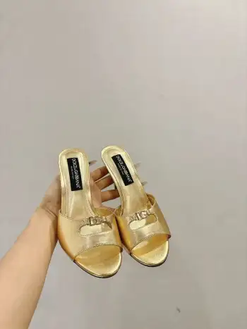 New Original Top Layer Cowhide Fabric Slippers Women s Sandals Replica Dolce Gabbana Womens Sandals and Slides