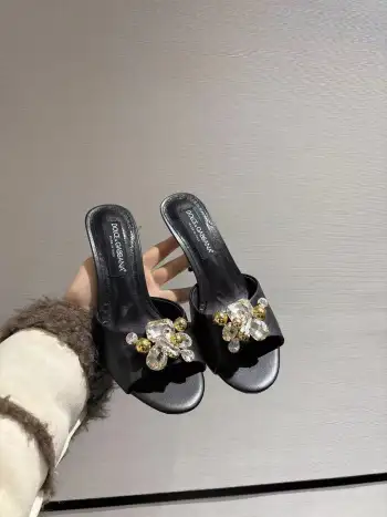 New Original Top Layer Cowhide Fabric Slippers Women s Sandals Replica Dolce Gabbana Womens Sandals and Slides