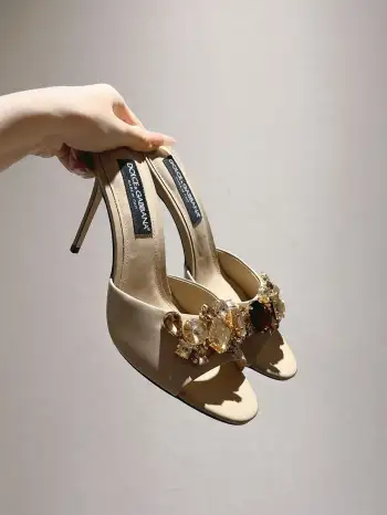 New Original Top Layer Cowhide Fabric Slippers Women s Sandals Replica Dolce Gabbana Womens Sandals and Slides