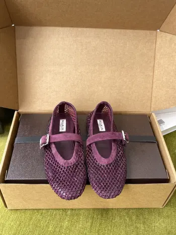 Fishing Net Crystal Ballet Shoes Women s Flats Replica ALAIA Womens Loafers and Dress Shoes