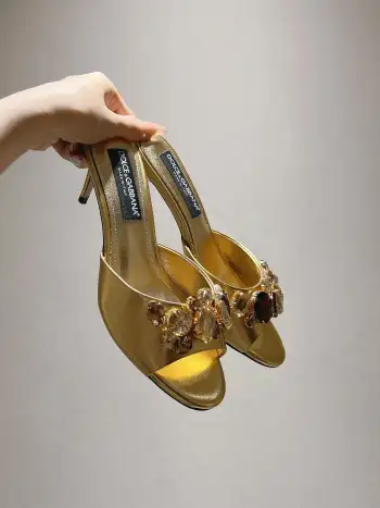 New Original Top Layer Cowhide Fabric Slippers Women s Sandals Replica Dolce Gabbana Womens Sandals and Slides