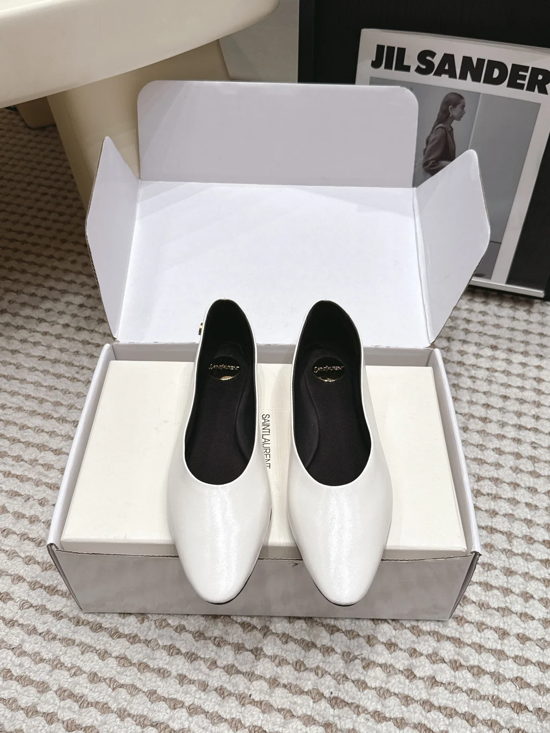 SAINT LAURENT Minimalist design round-toe flat Mary Jane shoes women s flats
