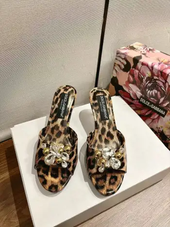 New Original Top Layer Cowhide Fabric Slippers Women s Sandals Replica Dolce Gabbana Womens Sandals and Slides