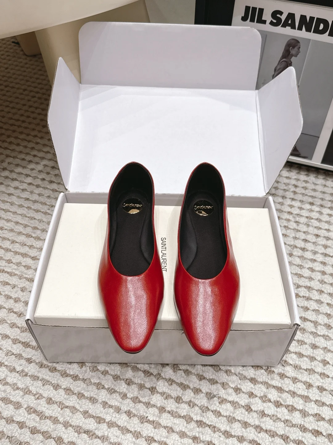 SAINT LAURENT Minimalist design round-toe flat Mary Jane shoes women s flats