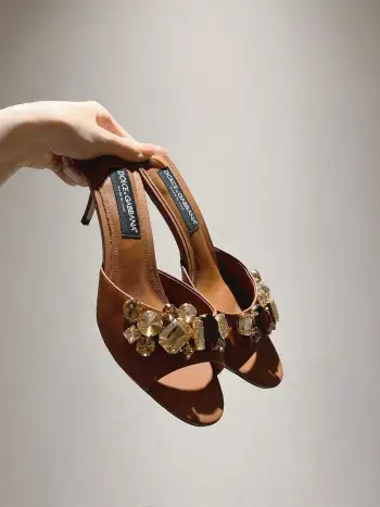 New Original Top Layer Cowhide Fabric Slippers Women s Sandals Replica Dolce Gabbana Womens Sandals and Slides