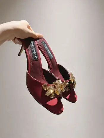 New Original Top Layer Cowhide Fabric Slippers Women s Sandals Replica Dolce Gabbana Womens Sandals and Slides