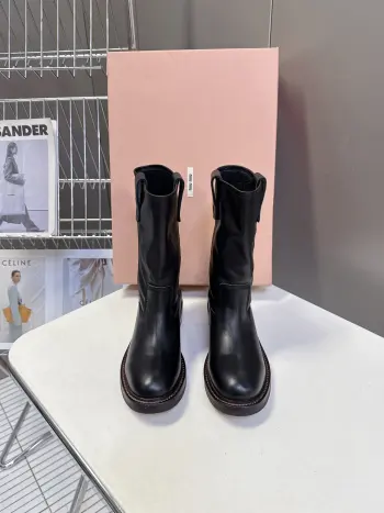 Latest vintage-style distressed mid-calf boots for women Replica MIU MIU Womens Boots