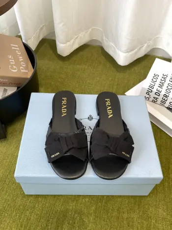 New Bow Flat Slippers Women s Sandals Replica Prada Womens Sandals and Slides