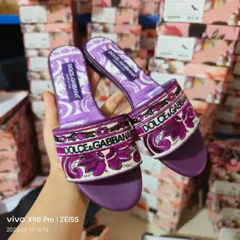 Genuine Leather Sole Sandals Women s Slippers Replica Dolce Gabbana Womens Sandals and Slides