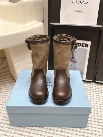 Spring and summer new spliced retro short boots women s short boots Replica Prada Womens Boots