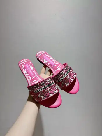 Genuine Leather Sole Sandals Women s Slippers Replica Dolce Gabbana Womens Sandals and Slides