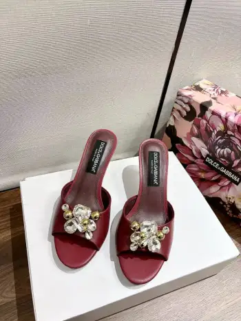 New Original Top Layer Cowhide Fabric Slippers Women s Sandals Replica Dolce Gabbana Womens Sandals and Slides