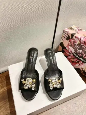 New Original Top Layer Cowhide Fabric Slippers Women s Sandals Replica Dolce Gabbana Womens Sandals and Slides