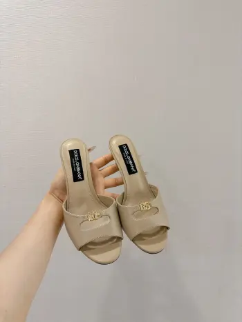New Original Top Layer Cowhide Fabric Slippers Women s Sandals Replica Dolce Gabbana Womens Sandals and Slides