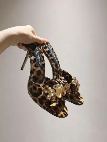 New Original Top Layer Cowhide Fabric Slippers Women s Sandals Replica Dolce Gabbana Womens Sandals and Slides