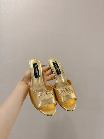 New Original Top Layer Cowhide Fabric Slippers Women s Sandals Replica Dolce Gabbana Womens Sandals and Slides