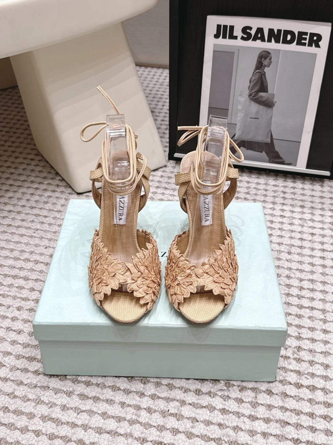 AQUAZZURA Pineapple woven high-heeled peep-toe sandals women s high-heeled sandals AQUAZZURA Pineapple woven high-heeled peep-toe sandals women s high-heeled sandals