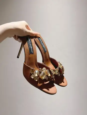 New Original Top Layer Cowhide Fabric Slippers Women s Sandals Replica Dolce Gabbana Womens Sandals and Slides