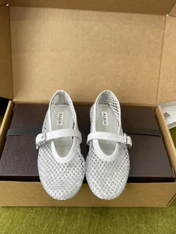 Fishing Net Crystal Ballet Shoes Women s Flats Replica ALAIA Womens Loafers and Dress Shoes
