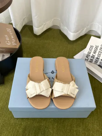 New Bow Flat Slippers Women s Sandals Replica Prada Womens Sandals and Slides