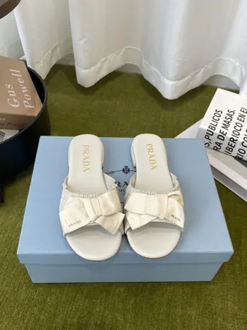 New Bow Flat Slippers Women s Sandals Replica Prada Womens Sandals and Slides