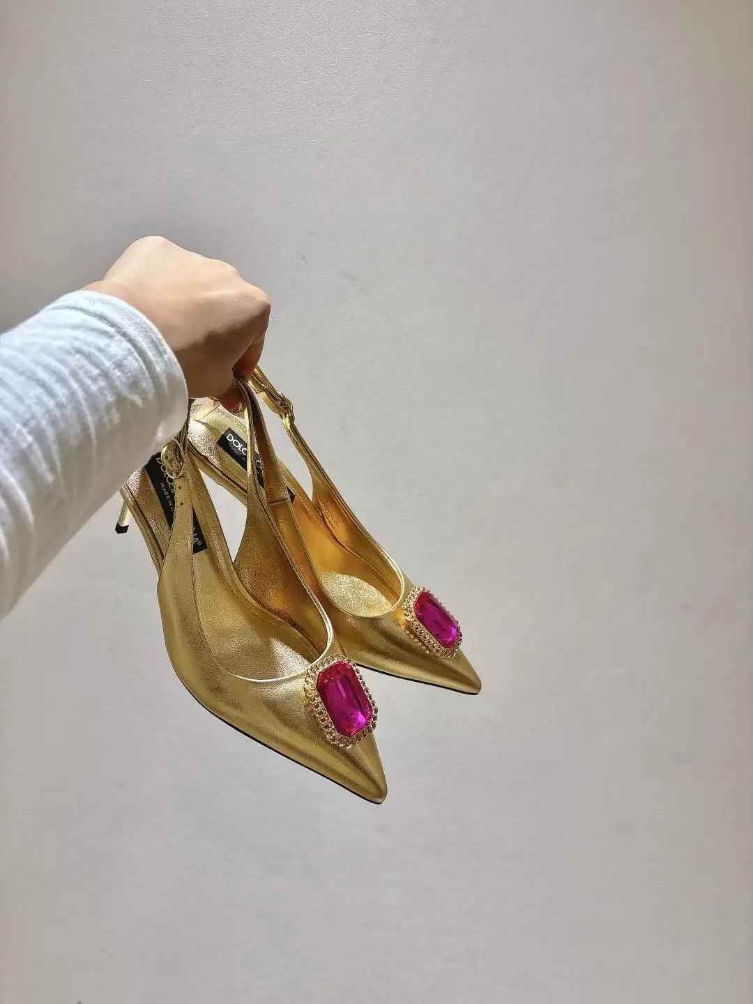 Dolce Gabbana Pointed patent leather flats women s shoes