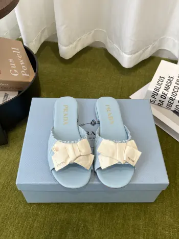 New Bow Flat Slippers Women s Sandals Replica Prada Womens Sandals and Slides