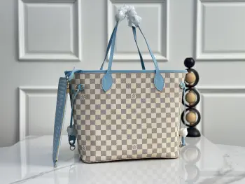 N40946 White Grid Blue Shopping Bag Women s Shoulder Bag Replica Louis Vuitton womens bags