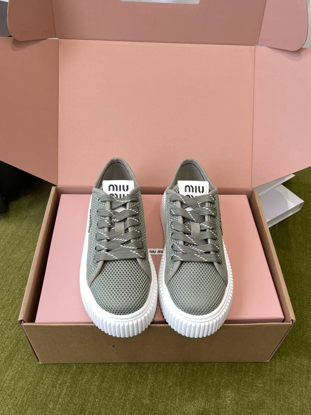 MIU MIU Spring and summer new mesh biscuit thick-soled shoes women s casual shoes