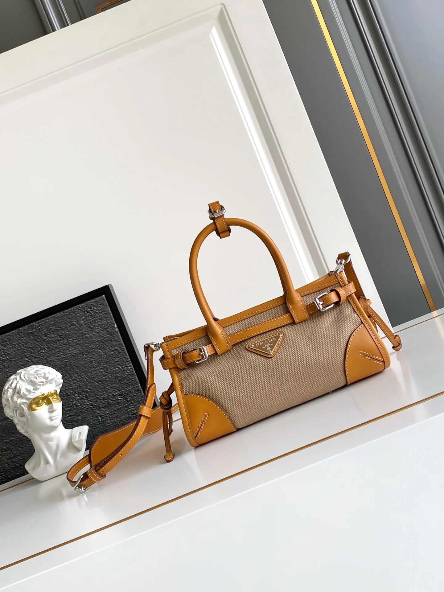 Prada 1BA486 Linen Mini Messenger Bag Women s Crossbody Bag