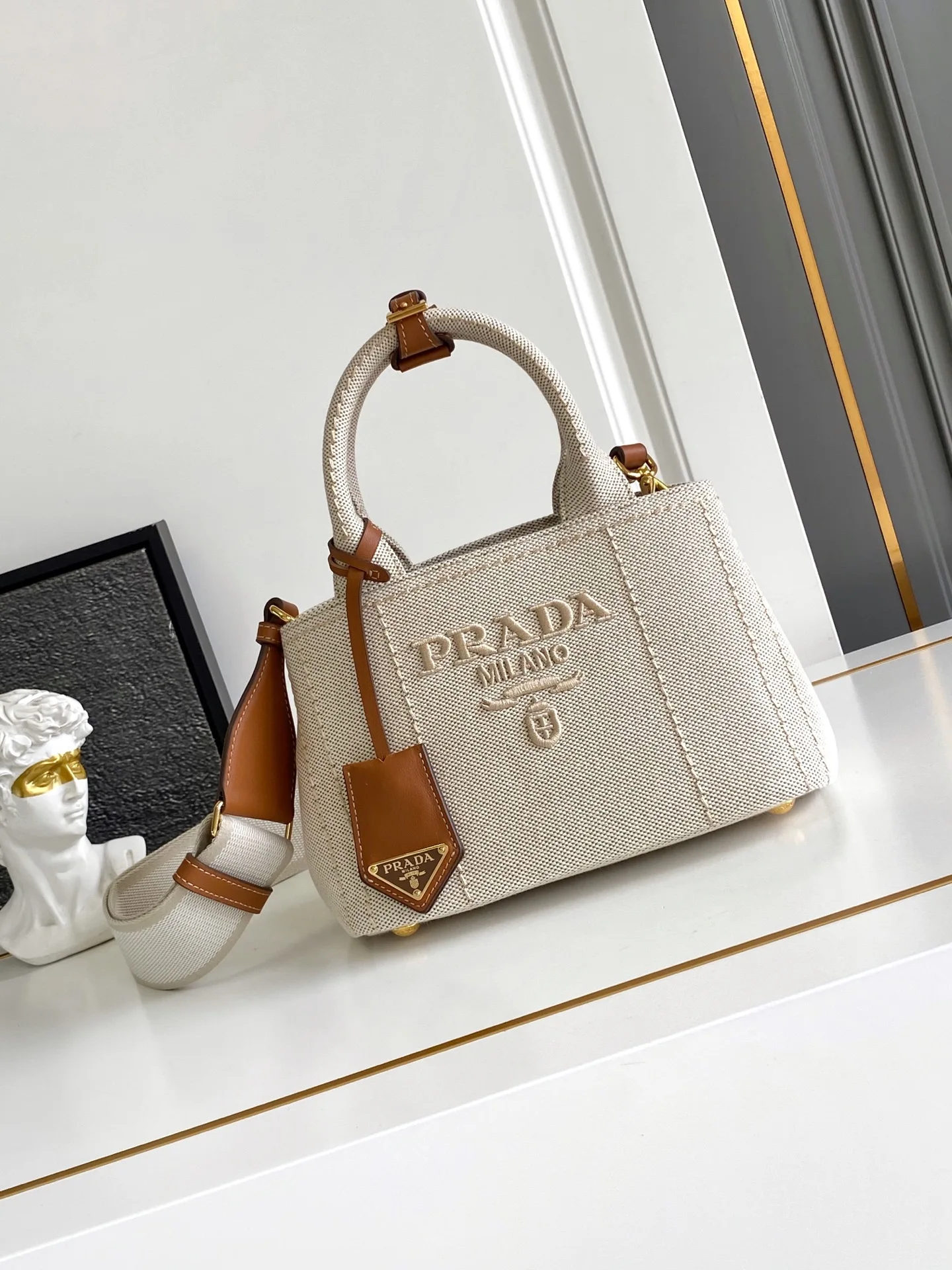 Prada 1BA038 Linen Canvas Gardener Bag Women s Crossbody Bag Prada 1BA038 Linen Canvas Gardener Bag Women s Crossbody Bag