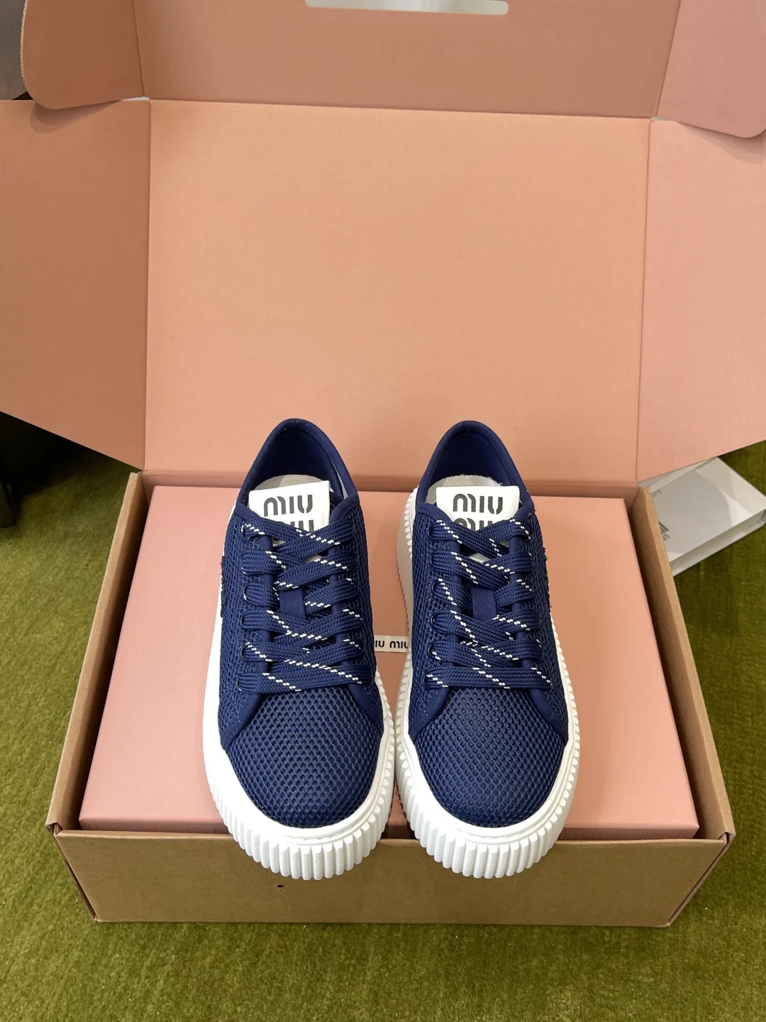 MIU MIU Spring and summer new mesh biscuit thick-soled shoes women s casual shoes