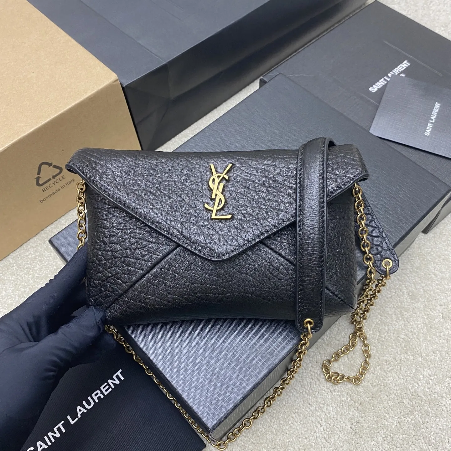 SAINT LAURENT 819271 Elephant Pattern Chain Bag Women s Crossbody Bag SAINT LAURENT 819271 Elephant Pattern Chain Bag Women s Crossbody Bag