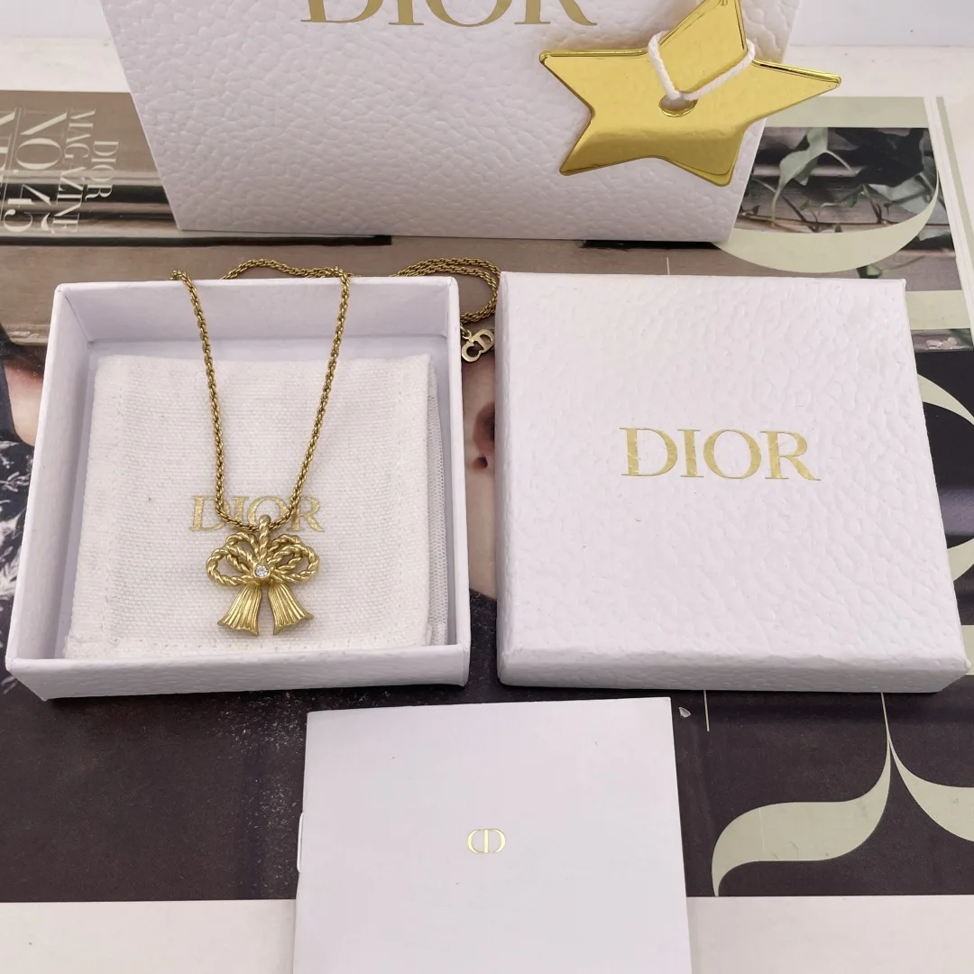 Dior 216816 Golden Bell Bowknot Necklace Necklace Dior 216816 Golden Bell Bowknot Necklace Necklace