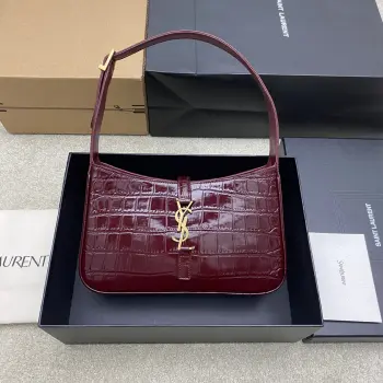 657228 Burgundy Glossy Crocodile Pattern Women s Shoulder Bag Replica SAINT LAURENT womens bags